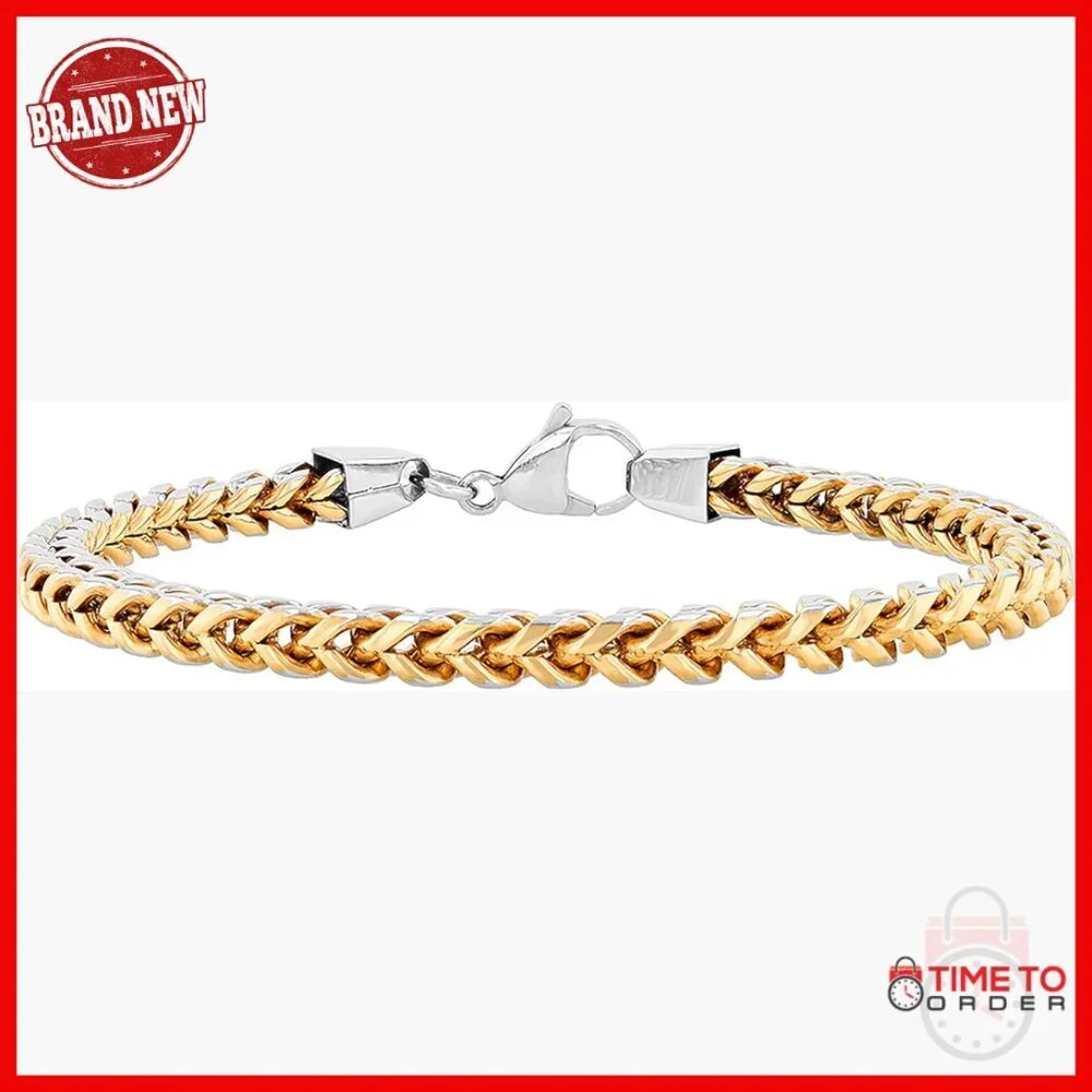 Stainless Steel Franco Link Bracelet 8.75 Inches Lobster Claw Clasp